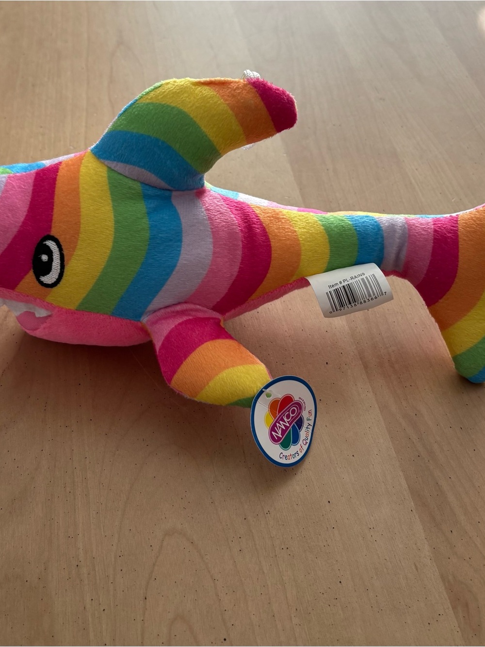 NANCO Rainbow Shark Plushie. Brand New. 11 Inches. Great Gift. Fast Shipping